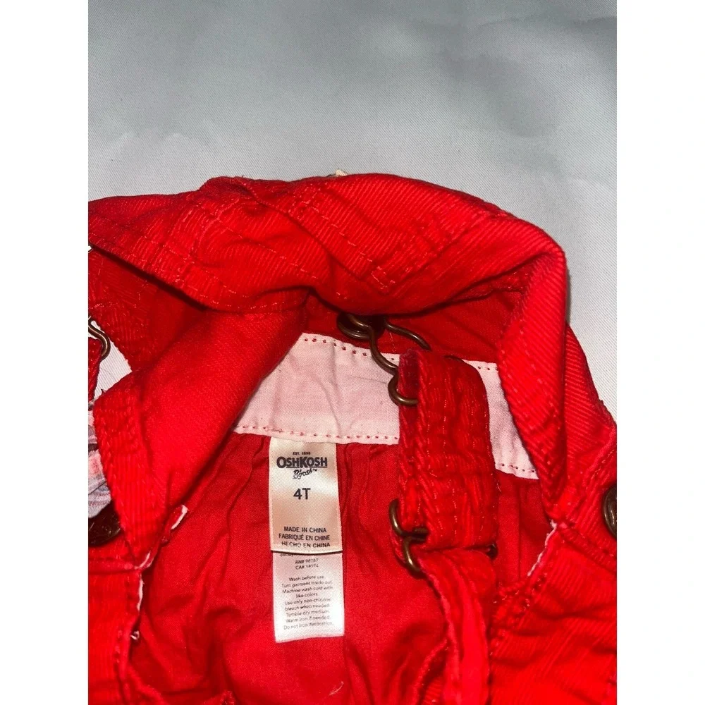 OSHKOSH B'Gosh Red Corduroy w/Flower Jumper Dress Vestbak - SIZE‎ 4t